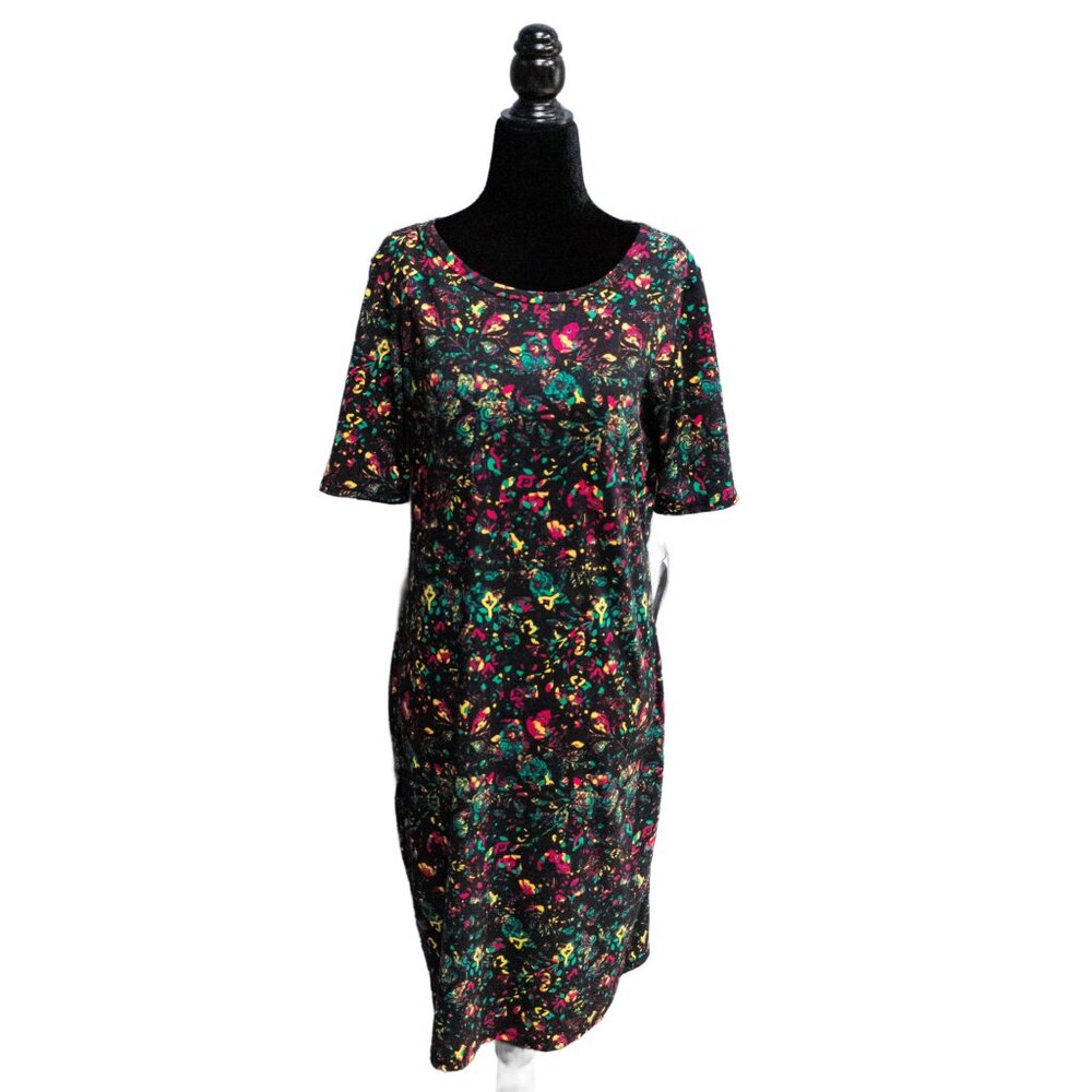 NWT LuLaRoe Red and Green Floral Julia Dress, Size Small